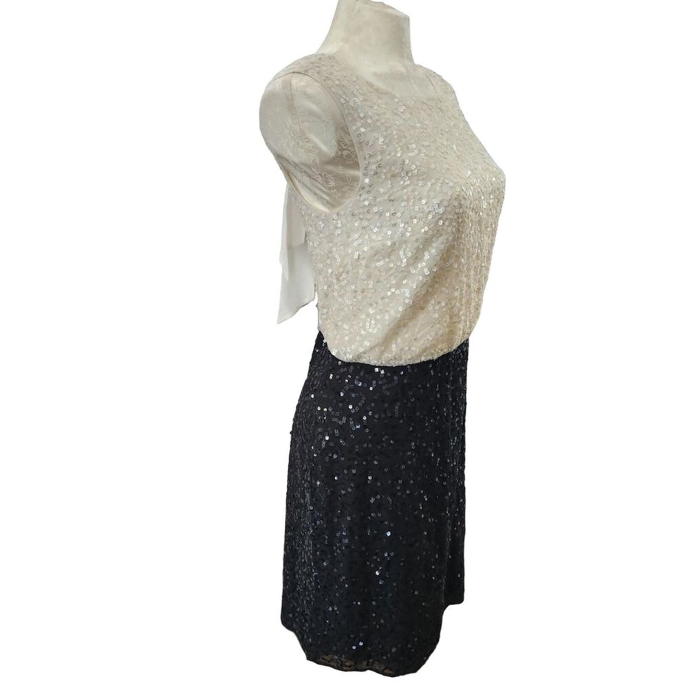 Ann Taylor Sequin Black & Cream Cocktail Dress Size 12 NWT - Picture 2 of 8